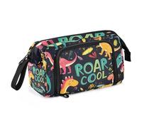 Quteprint Astuccio portamatite di grande capacità, con vari dinosauri, astuccio portatile con cerniera, astuccio per cancelleria per ufficio e scuola, per adolescenti, ragazze, ragazzi, adulti