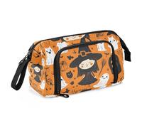 Quteprint Astuccio portamatite di grande capacità, motivo Halloween streghe fantasmi astuccio portatile con cerniera, astuccio per cancelleria per ufficio e scuola, astuccio per matite per adolescenti