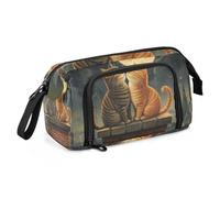 Quteprint Astuccio portamatite di grande capacità, romantico con due gatti, luna, stelle, astuccio portatile con cerniera, astuccio per cancelleria per ufficio e scuola, per adolescenti, ragazze