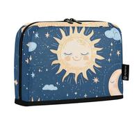 Quteprint Astuccio portamatite in piedi - astuccio etnico con luna, sole e stelle, astuccio per cancelleria, trousse portatile, organizer da scrivania per scuola, ufficio, studenti, ragazzi e ragazze