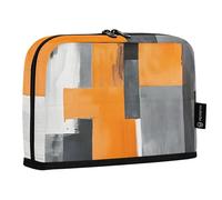 Quteprint Astuccio portamatite in piedi - astuccio per matite astratto grigio arancione scozzese, astuccio per cancelleria, borsa portatile per cosmetici, organizer da scrivania per scuola, ufficio