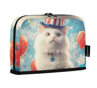 Quteprint Astuccio portamatite in piedi - Astuccio per matite con palloncini e gatti americani, astuccio per cancelleria, borsa portatile per cosmetici, organizer da scrivania per scuola, ufficio