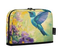 Quteprint Astuccio portamatite in piedi - blu colibrì fiori selvatici astuccio per cancelleria, borsa portatile per cosmetici, organizer da scrivania per scuola, ufficio, studenti, ragazzi e ragazze