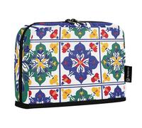 Quteprint Astuccio portamatite in piedi - colorato motivo Talavera messicano, astuccio per cancelleria, borsa portatile per cosmetici, organizer da scrivania per scuola, ufficio, studenti, ragazzi e