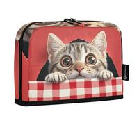 Quteprint Astuccio portamatite in piedi, con simpatico gatto che sbircia fuori un foro, astuccio per cancelleria, borsa portatile per cosmetici, organizer da scrivania per scuola, ufficio, studenti