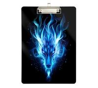 Quteprint Blue Dragon Fire - Lavagna portablocco in acrilico, 22,9 x 31,8 cm, trasparente, antigraffio, con clip in metallo e gancio da parete, spessore 0,6 cm, per ufficio, classe, infermieri