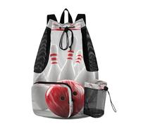 Quteprint Borsa da palestra in rete per uomini e donne, per sport e bowling, grande zaino con coulisse con tasca asciutta e bagnata, borsa leggera da palestra per sport, viaggi, spiaggia, attrezzatura