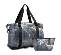 Quteprint Borsa sportiva da palestra per uomini e donne, borsa da viaggio con corna di cervo della foresta magica, borsone da viaggio con scomparto per scarpe pieghevole, borsa per ragazzi e ragazze,
