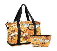 Quteprint Borsa sportiva da palestra per uomini e donne, borsone estivo da viaggio a nido d'ape con scomparto per scarpe pieghevole, borsa da yoga per ragazzi e ragazze, borsa per la notte, borsa per