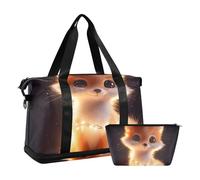 Quteprint Borsa sportiva impermeabile da palestra - Animal Fox Twinkling Lights Borsone grande capacità con scomparto asciutto bagnato e deposito scarpe, borsa da viaggio per yoga, nuoto, viaggio, per