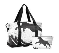 Quteprint Borsa sportiva impermeabile da palestra - Borsone nero a righe con leone grande capacità con scomparto asciutto bagnato e deposito scarpe, borsa da viaggio per yoga, nuoto, viaggio