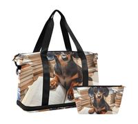Quteprint Borsa sportiva impermeabile da palestra, con divertente cane bassotto, borsone di grande capacità, con scomparto asciutto bagnato e deposito scarpe, borsa da viaggio per yoga, nuoto, viaggio