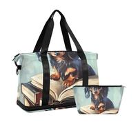 Quteprint Borsa sportiva impermeabile da palestra, con divertente cane bassotto, grande capacità, con scomparto asciutto bagnato e deposito scarpe, borsa da viaggio per yoga, nuoto, viaggio
