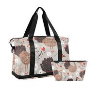 Quteprint Borsa sportiva impermeabile da palestra, con grazioso motivo di tacchini, grande capacità, con scomparto asciutto bagnato e deposito per scarpe, borsa da viaggio per yoga, nuoto, allenamento