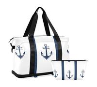 Quteprint Borsa sportiva impermeabile da palestra, con motivo a righe nautiche, grande capacità, con scomparto asciutto e per riporre scarpe, borsa da viaggio per yoga, nuoto, allenamento, fitness