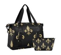 Quteprint Borsa sportiva impermeabile da palestra - Fleur De Lis Flower borsone grande capacità con scomparto asciutto bagnato e deposito scarpe, borsa da viaggio per yoga, nuoto, viaggio, per