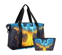 Quteprint Borsa sportiva impermeabile - Fire Ice Phoenix Flames Borsone grande capacità con scomparto asciutto bagnato e scarpiera, borsa da viaggio per yoga, nuoto, viaggio, allenamento, fitness