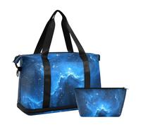 Quteprint Borsa sportiva impermeabile - Galaxy Blue Nebula Stars grande capacità borsone con scomparto asciutto bagnato e deposito scarpe, borsa da viaggio per yoga, nuoto, viaggio, allenamento