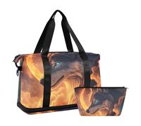 Quteprint Borsa sportiva impermeabile - Galaxy Moon Wolf Clouds grande capacità borsone con scomparto asciutto bagnato e scarpiera, borsa da viaggio per yoga, nuoto, viaggio, allenamento, fitness