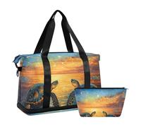 Quteprint Borsa sportiva impermeabile - Galaxy Stars Turtle Painting Borsone grande capacità con scomparto asciutto bagnato e deposito scarpe, borsa da viaggio per yoga, nuoto, viaggio, allenamento