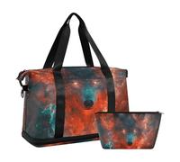 Quteprint Borsa sportiva impermeabile - Galaxy Wolf Glowing Star grande capacità borsone con scomparto asciutto bagnato e scarpiera, borsa da viaggio per yoga, nuoto, viaggio, allenamento, fitness