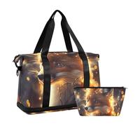 Quteprint Borsone impermeabile per sport, palestra, con luci scintillanti di volpe, grande capacità, con scomparto asciutto e bagnato e deposito scarpe, borsa da viaggio per yoga, nuoto, viaggi