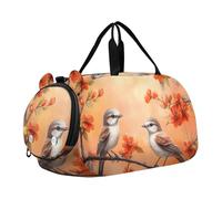 Quteprint Borsone sportivo per bambini e bambine, con fiori rossi e uccelli sul ramo, 100% poliestere, con scomparto separato per scarpe, tracolla regolabile, borsa compatta da viaggio e allenamento