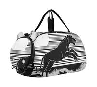 Quteprint Borsone sportivo per bambini e bambine, con leone a righe bianche e nere, 100% poliestere, con scomparto separato per scarpe, tracolla regolabile, borsa compatta per viaggi e allenamento