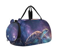 Quteprint Borsone sportivo per bambini e bambine - Galaxy Star Space Turtle 100% poliestere borsa da palestra con scomparto separato per scarpe, tracolla regolabile, borsa compatta da viaggio e