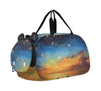 Quteprint Borsone sportivo per bambini e bambine - Galaxy Stars Turtle Painting 100% poliestere borsa da palestra con scomparto separato per scarpe, tracolla regolabile, borsa compatta da viaggio e
