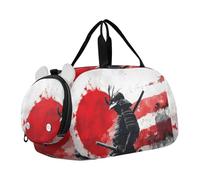 Quteprint Borsone sportivo per bambini e bambine, samurai giapponese, 100% poliestere, con scomparto separato per scarpe, tracolla regolabile, borsa compatta da viaggio e allenamento