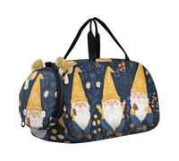 Quteprint Borsone sportivo per bambini per ragazzi e ragazze, con gnomi e fiori di bosco, 100% poliestere, con scomparto separato per scarpe, tracolla regolabile, borsa compatta da viaggio e