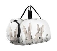 Quteprint Borsone sportivo per bambini per ragazzi e ragazze, con papillon con coniglietto pasquale, 100% poliestere, borsa da palestra con scomparto separato per scarpe, tracolla regolabile, borsa