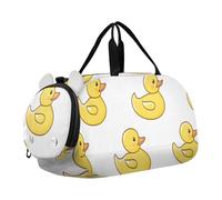 Quteprint Borsone sportivo per bambini per ragazzi e ragazze, con simpatiche anatre gialle, 100% poliestere, borsa da palestra con scomparto separato per scarpe, tracolla regolabile, borsa compatta da