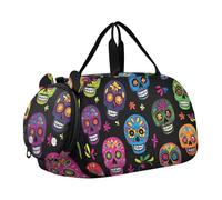 Quteprint Borsone sportivo per bambini per ragazzi e ragazze - Day of The Dead Sugar Skull 100% poliestere borsa da palestra con scomparto separato per scarpe, tracolla regolabile, borsa compatta da