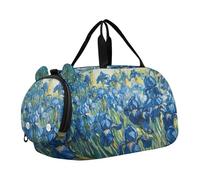 Quteprint Borsone sportivo per bambini per ragazzi e ragazze - Irises Vincent Van Gogh 100% poliestere borsa da palestra con scomparto separato per scarpe, tracolla regolabile, borsa compatta da