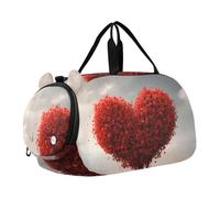 Quteprint Borsone sportivo per bambini per ragazzi e ragazze, San Valentino, autunno, cuore, albero, papavero, 100% poliestere, borsa da palestra con scomparto separato per scarpe, tracolla regolabile