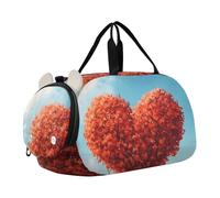Quteprint Borsone sportivo per bambini per ragazzi e ragazze - San Valentino autunno Love Tree Poppy 100% poliestere borsa da palestra con scomparto separato per scarpe, tracolla regolabile, borsa
