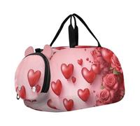 Quteprint Borsone sportivo per bambini per ragazzi e ragazze - San Valentino cuori rosa 100% poliestere borsa da palestra con scomparto separato per scarpe, tracolla regolabile, borsa compatta da