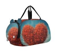 Quteprint Borsone sportivo per bambini per ragazzi e ragazze - San Valentino Love Tree autunno papavero borsa da palestra 100% poliestere con scomparto separato per scarpe, tracolla regolabile