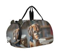 Quteprint Borsone sportivo per bambini per ragazzi e ragazze, simpatico e divertente cane da lettura, 100% poliestere, borsa da palestra con scomparto separato per scarpe, tracolla regolabile, borsa