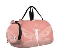 Quteprint Borsone sportivo per bambini per ragazzi e ragazze - Vintage Dragonfly Mandala 100% poliestere borsa da palestra con scomparto separato per scarpe, tracolla regolabile, borsa compatta per