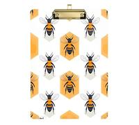 Quteprint Cartoncino portablocco in acrilico con motivo api, 22,9 x 31,8 cm, trasparente, antigraffio, con clip in metallo (oro) e gancio da parete, spessore 0,6 cm, per ufficio, classe, infermieri