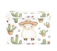 Quteprint Cestino portaoggetti pieghevole con coperchio - Simpatico e soffice cactus di pecora, contenitore pieghevole per casa, ufficio e libri, vestiti, giocattoli, 41,9 x 32 x 30 cm