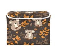 Quteprint Cesto portaoggetti pieghevole con coperchio, con foglie di quercia koala, grande scatola portaoggetti pieghevole per casa, ufficio e libri, vestiti, giocattoli, 41,9 x 32 x 30 cm