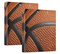 Quteprint Confezione da 1 raccoglitore a 3 anelli, con texture a palloni da basket, 3,8 cm, con 3 tasche trasparenti, portablocco e contiene 200 fogli, per ufficio, scuola, organizzazione domestica