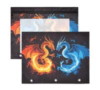 Quteprint Confezione da 2 astucci per raccoglitori a 3 anelli, con due draghi che combattono, astuccio A4 con cerniera trasparente, organizer resistente, grande capacità, per scuola, ufficio e trucco