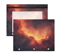 Quteprint Confezione da 2 astucci per raccoglitori a 3 anelli, Galaxy Nebula Stars Twinkling Binder Astuccio A4 con cerniera trasparente finestrella trasparente, organizer resistente, grande capacità