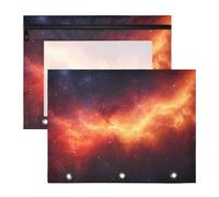 Quteprint Confezione da 2 astucci per raccoglitori a 3 anelli, Galaxy Nebula Twinkling Stars, astuccio A4 con cerniera trasparente, organizer resistente, grande capacità, per scuola, ufficio e trucco
