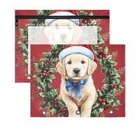 Quteprint Confezione da 2 astucci per raccoglitori a 3 anelli, grazioso astuccio per il giorno di Natale, formato A4, con cerniera trasparente, organizer resistente, grande capacità, per scuola e